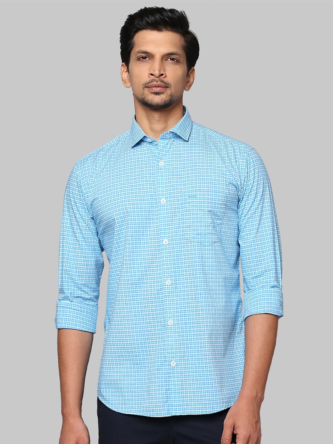 

Park Avenue Men Blue Slim Fit Checked Casual Shirt