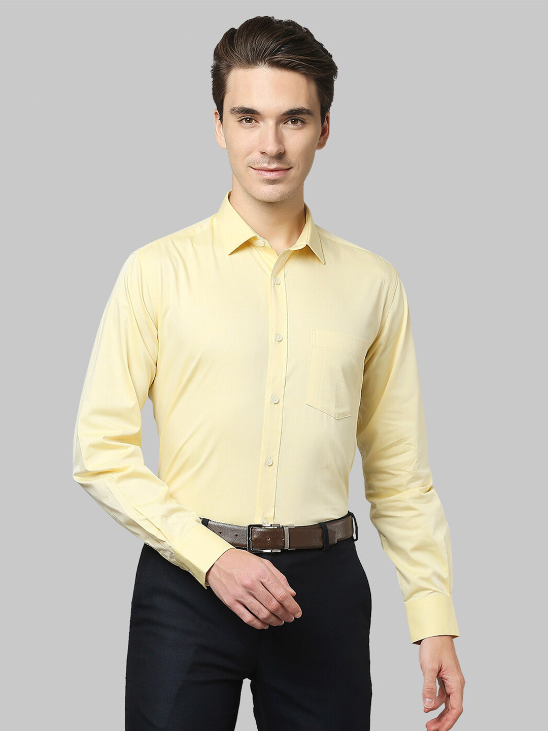 

Park Avenue Men Yellow Solid Casual Shirt
