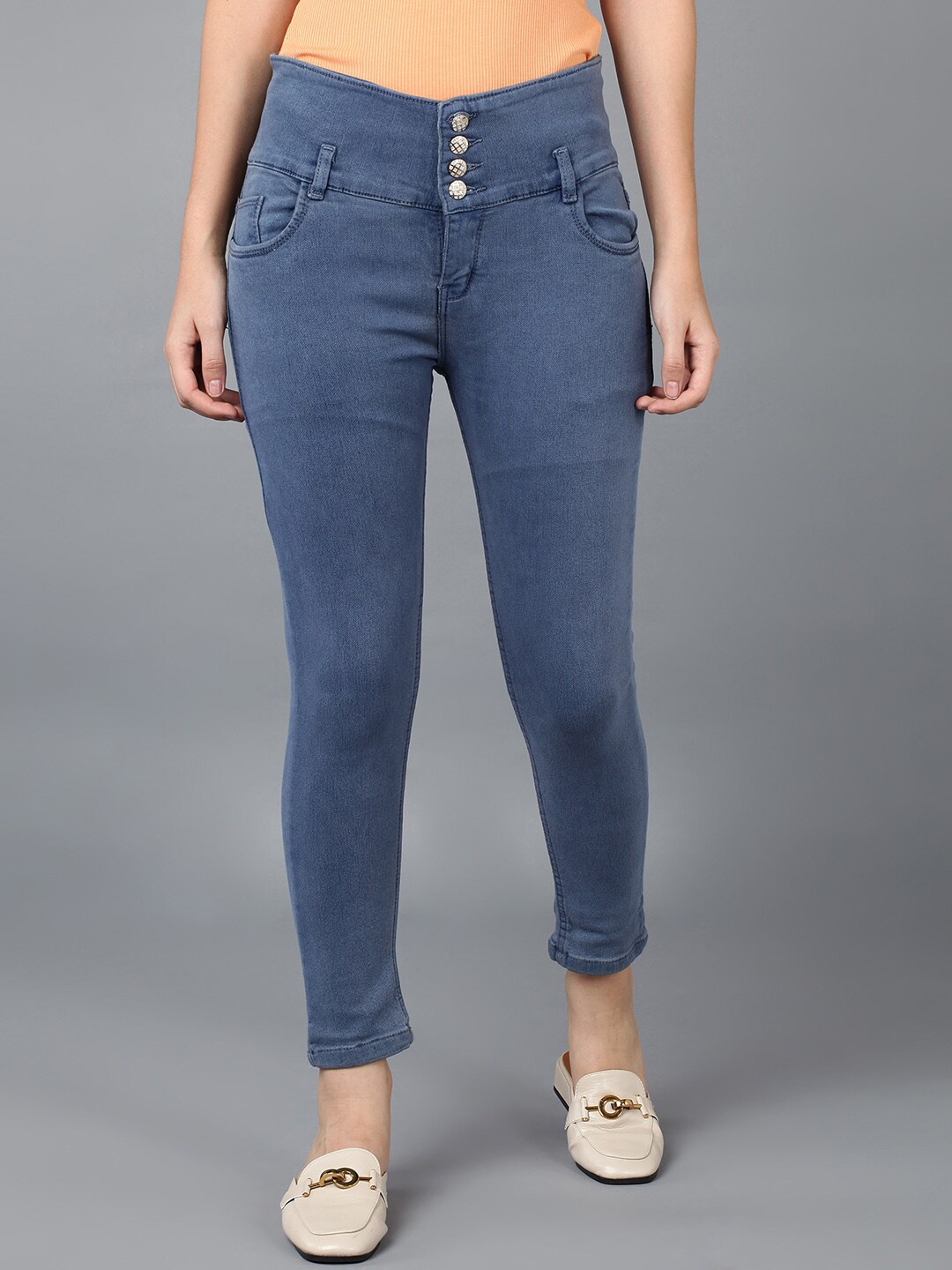 

F2M Women Grey Slim Fit High-Rise Stretchable Jeans