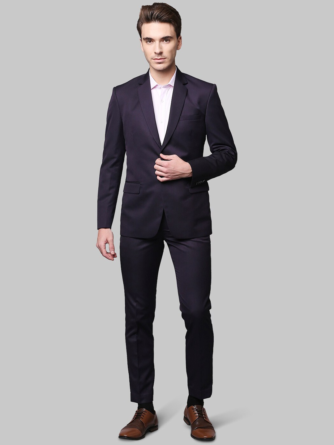 

Park Avenue Men Pack of 2 Purple Solid Slim-Fit Single-Breasted Two-Piece Formal Suit