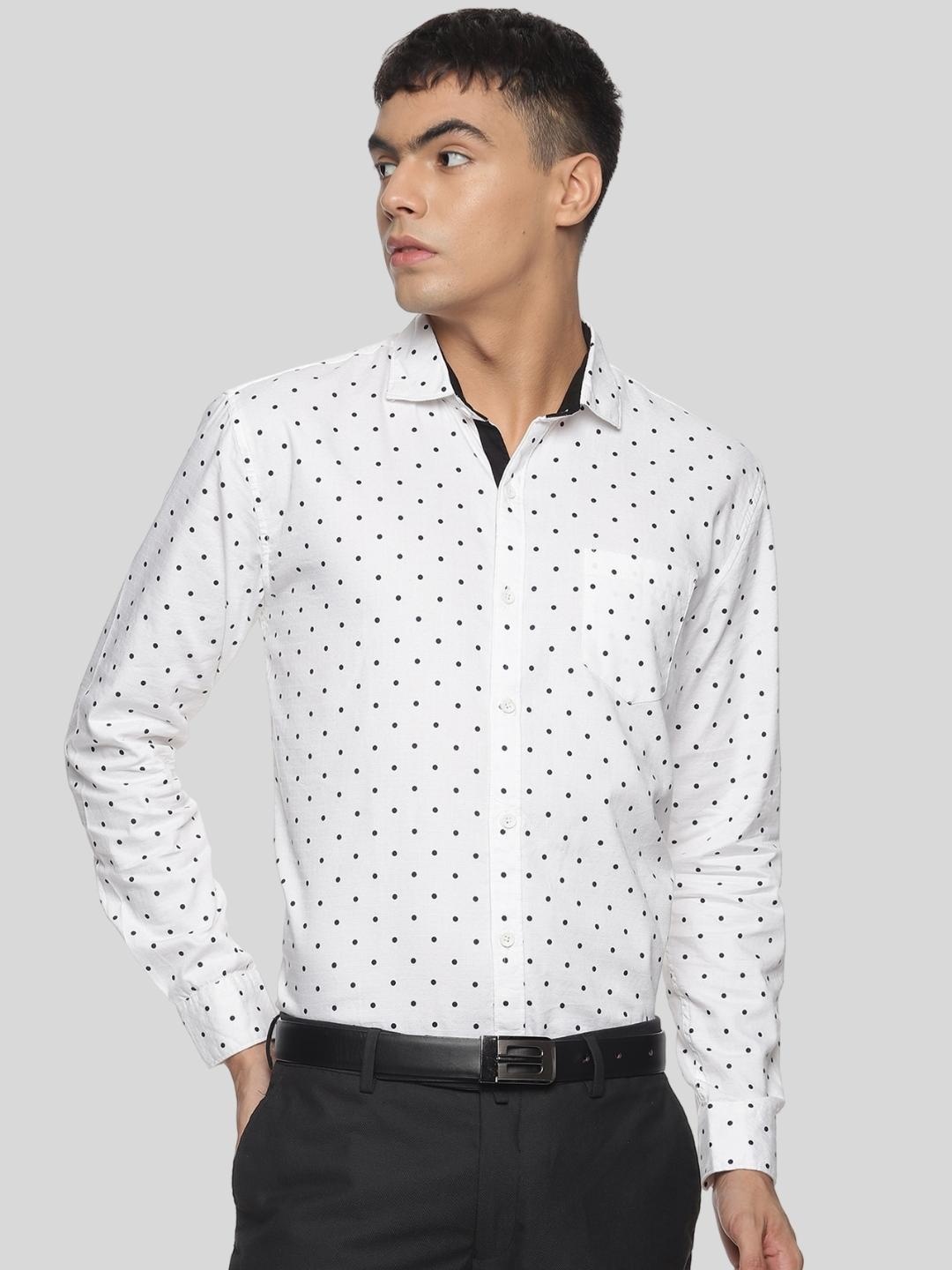 

DEZANO Men White Comfort Printed Dobby Formal Shirt