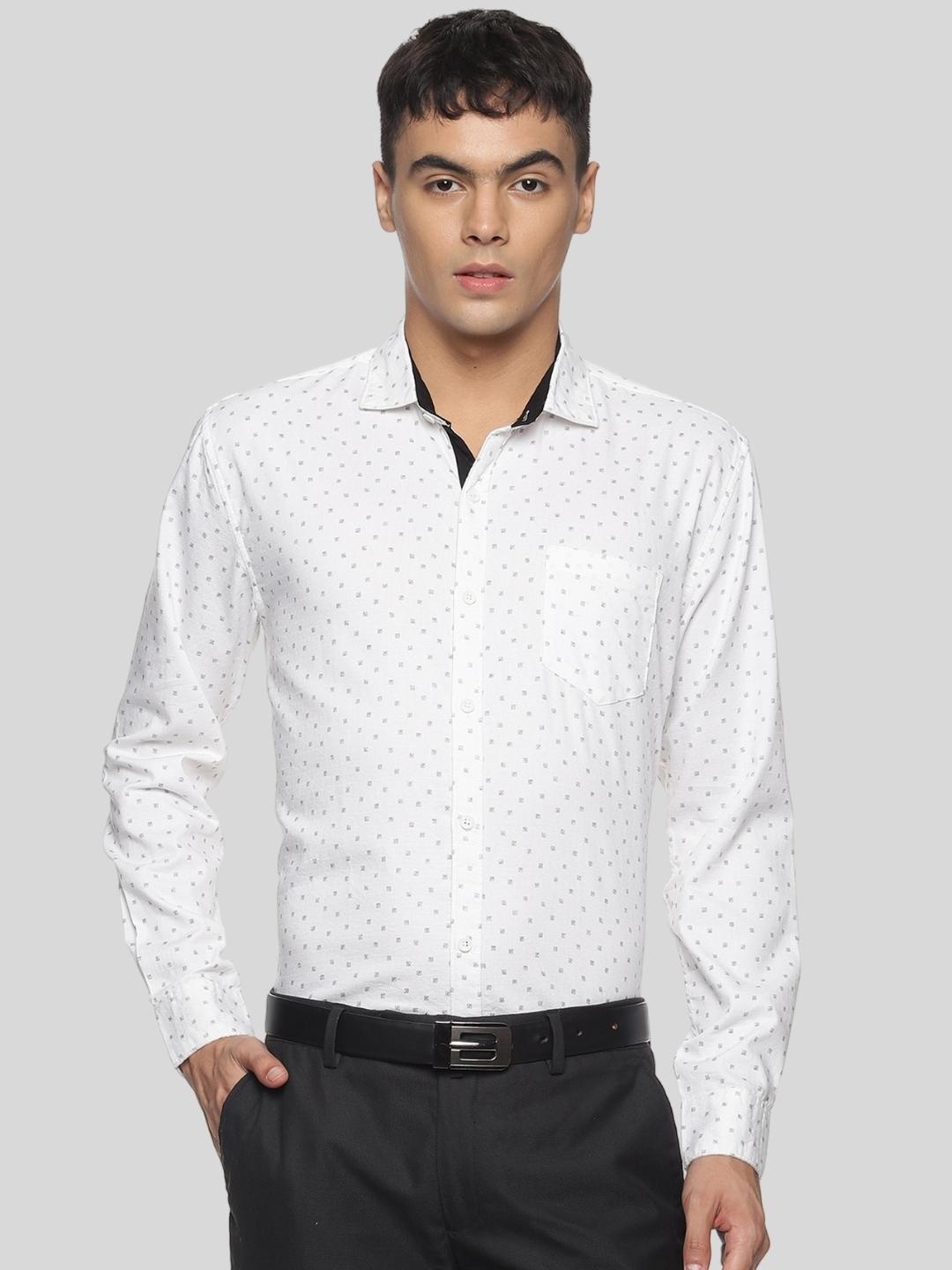 

DEZANO Men White Comfort Sheer Printed Formal Shirt