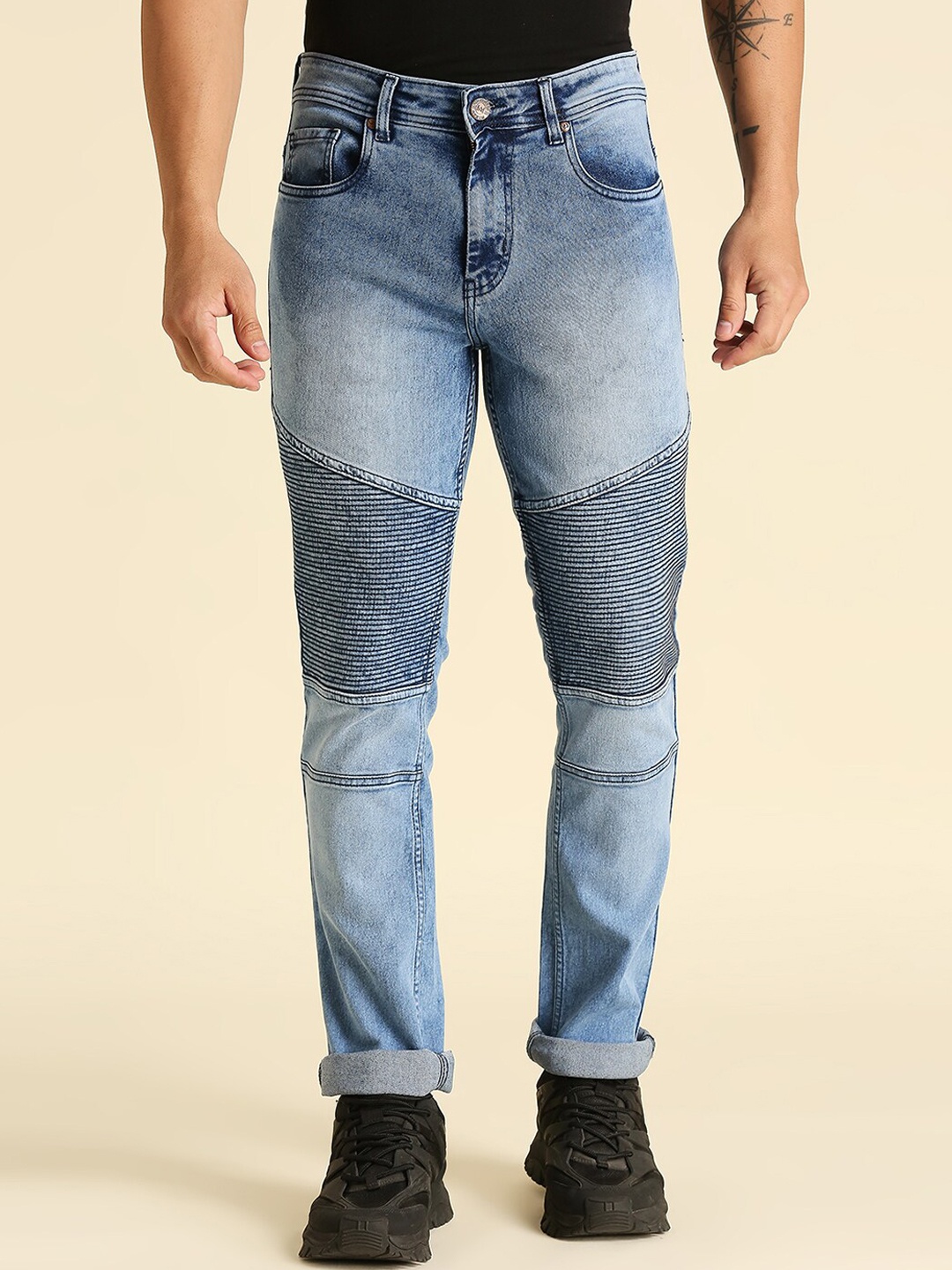 

High Star Men Blue Slim Fit Heavy Fade Stretchable Jeans
