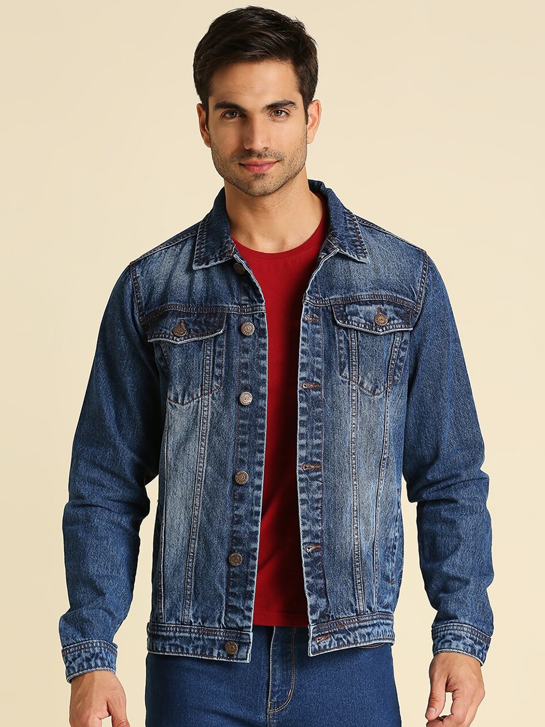 

High Star Men Blue Washed Denim Jacket