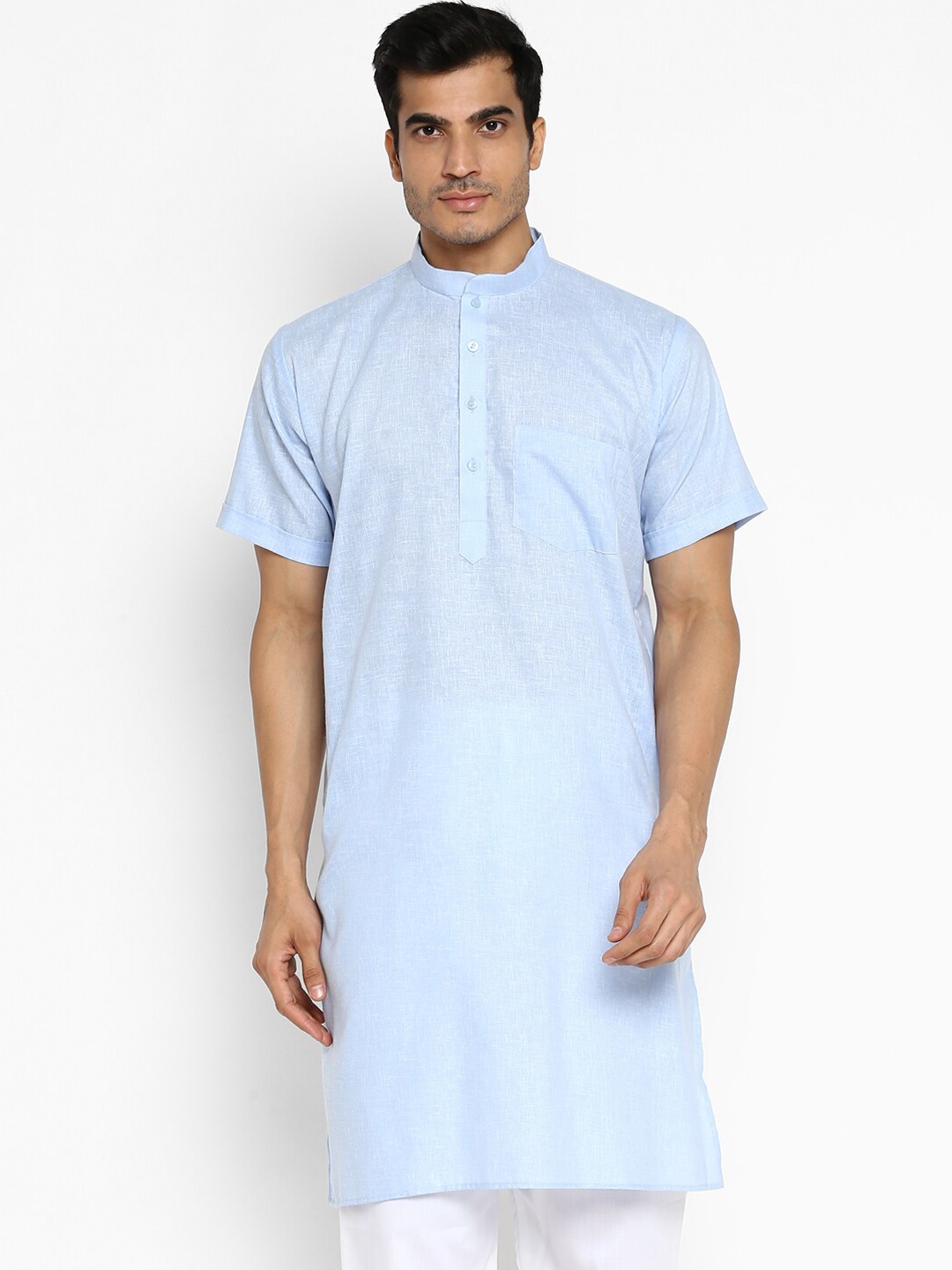 

ROYAL KURTA Men Blue Solid Summer Sheers Kurta