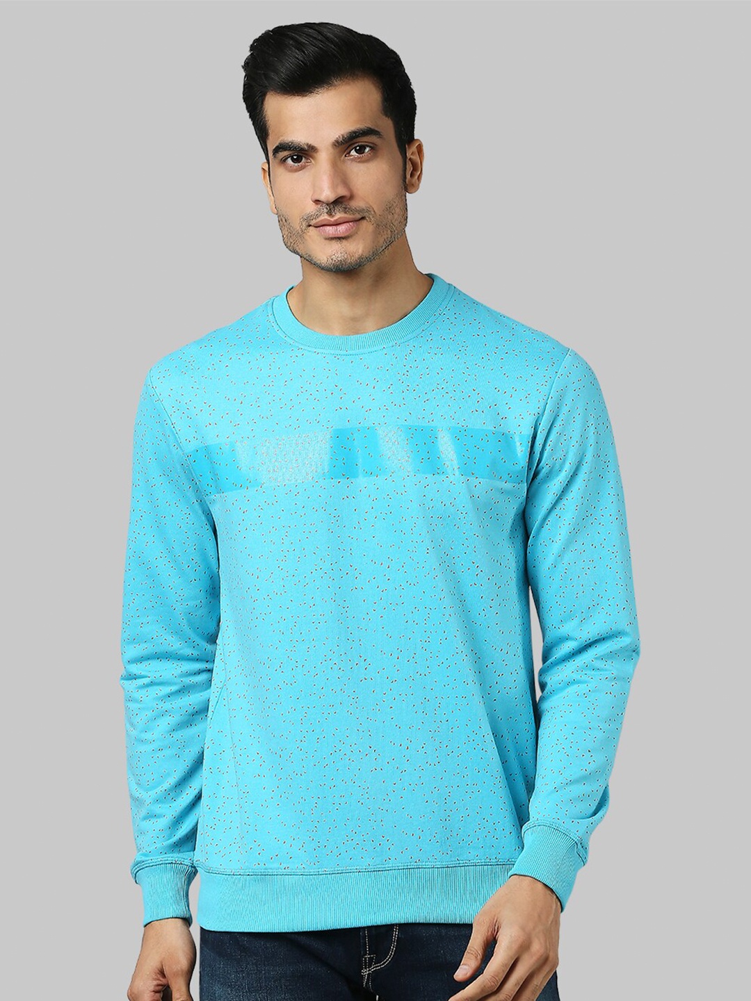 

Park Avenue Men Blue Printed Sweatshirt