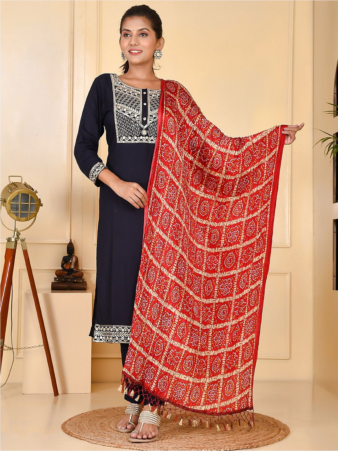 

Kesarya Orange & White Checked Dupatta
