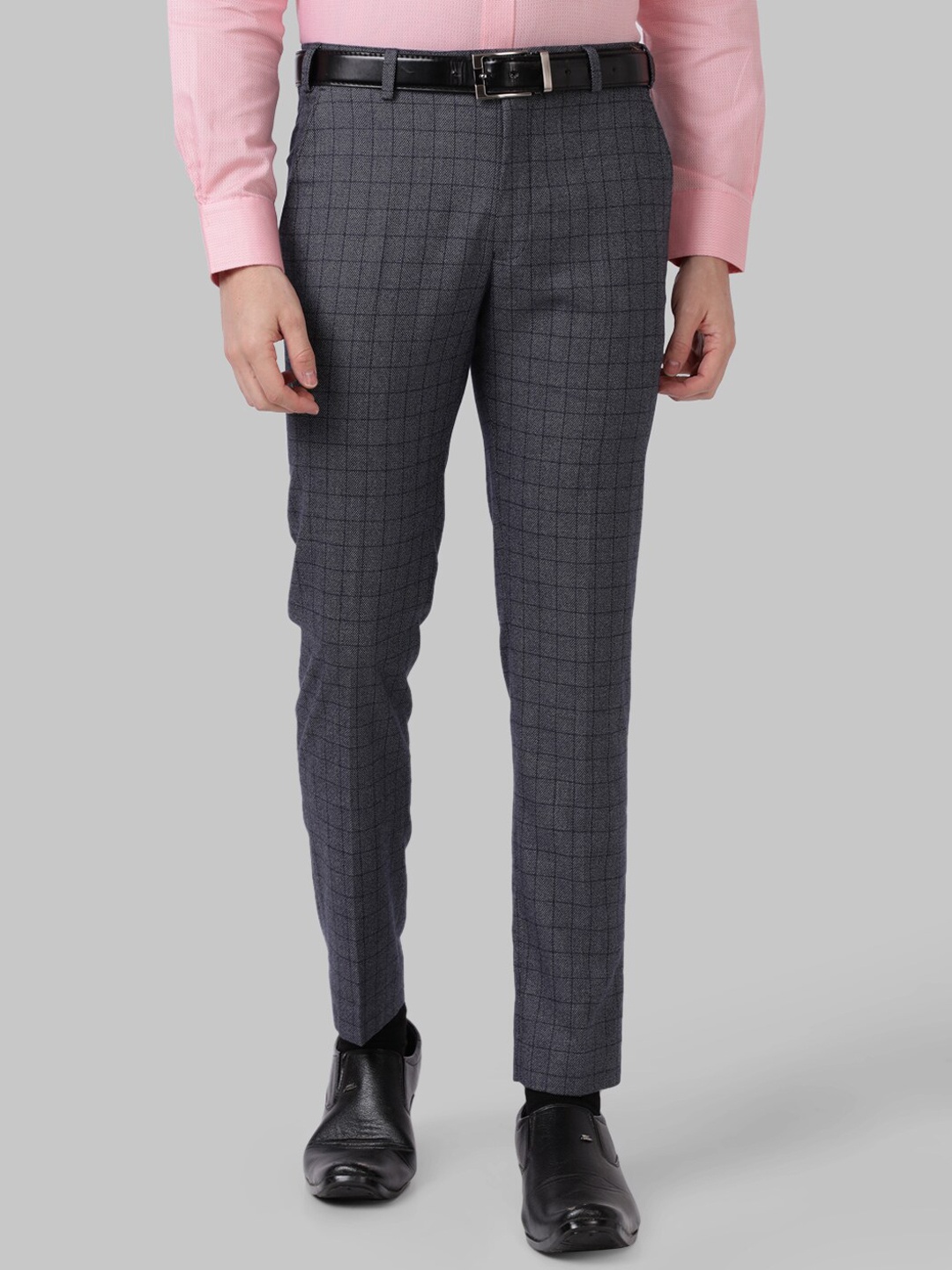 

Park Avenue Men Blue Checked Slim Fit Trouser