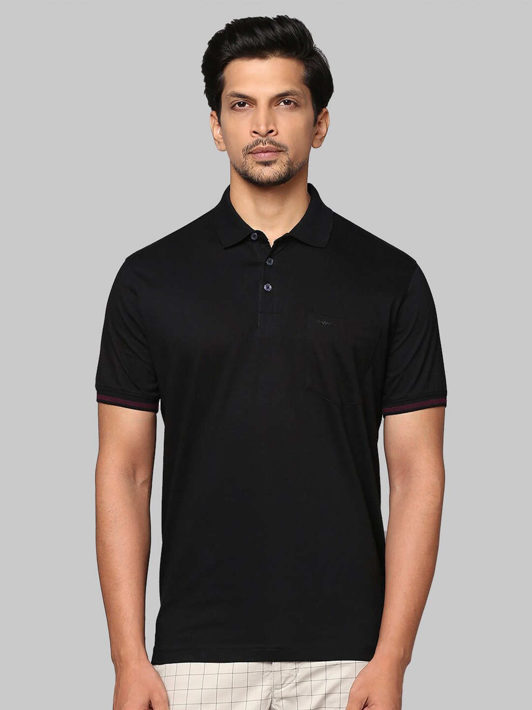 

Park Avenue Men Black Henley Neck Slim Fit T-shirt