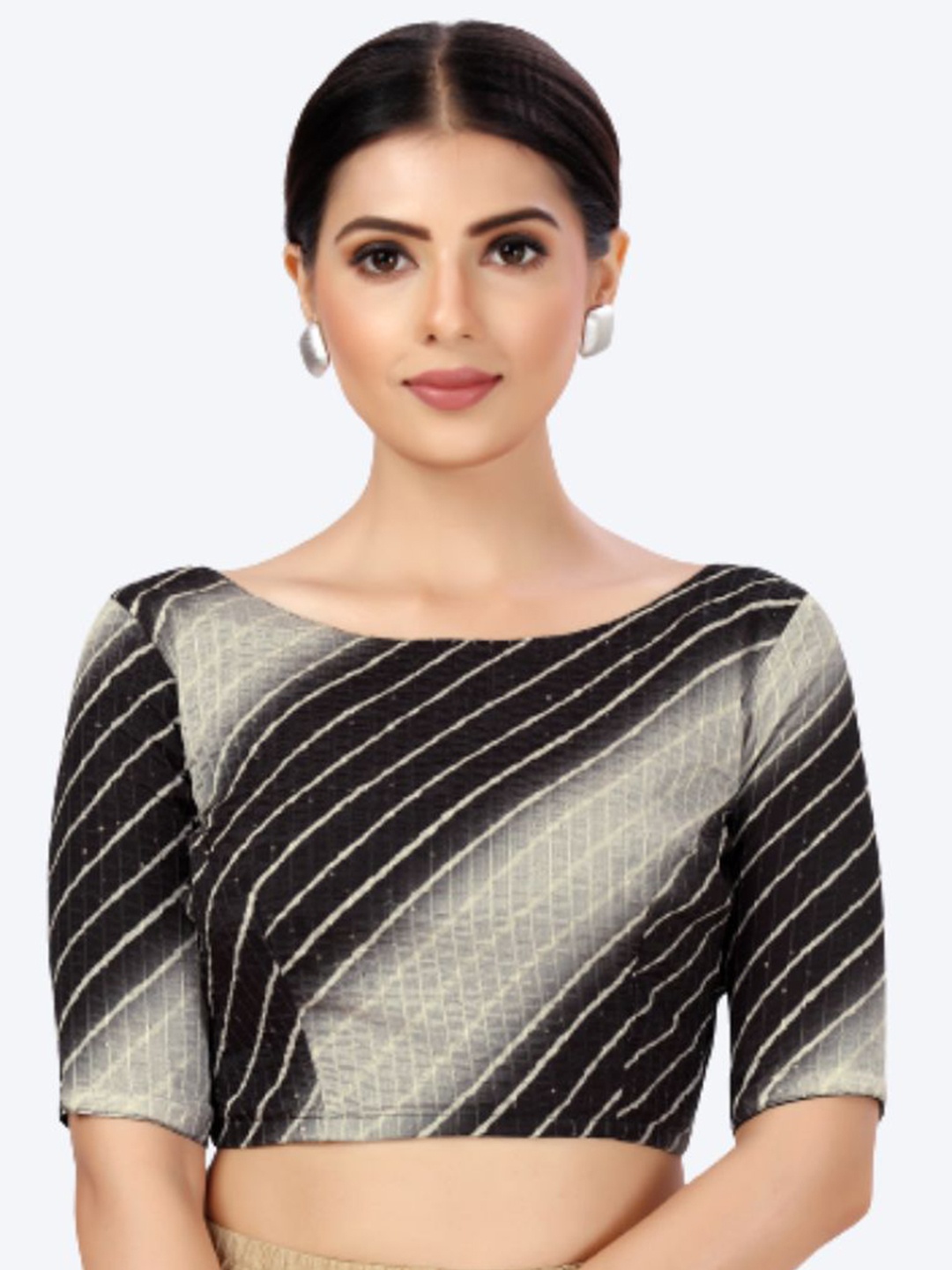 

Studio Shringaar Black Tie & Dye Printed Embellished Saree Blouse