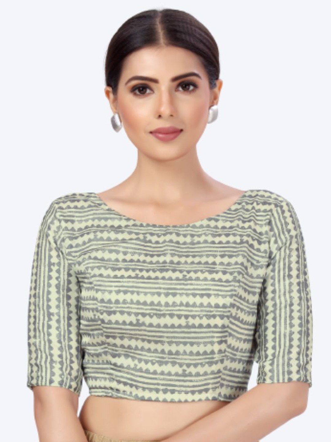

Studio Shringaar Grey & White Printed Saree Blouse