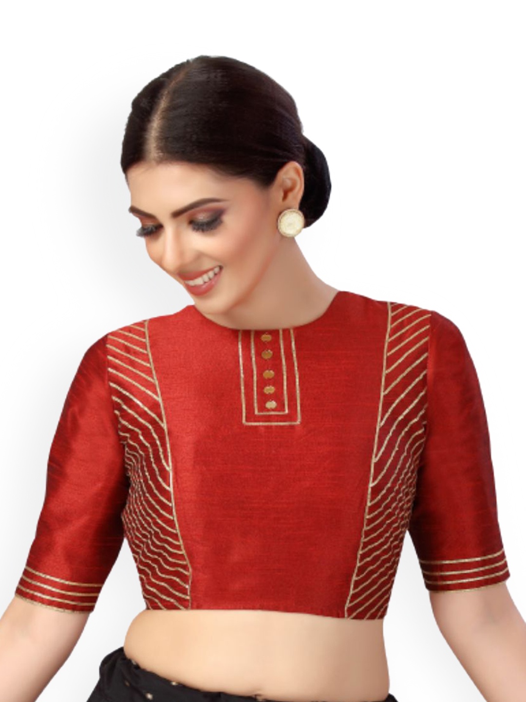 

Studio Shringaar Women Maroon Embroidered Saree Blouse