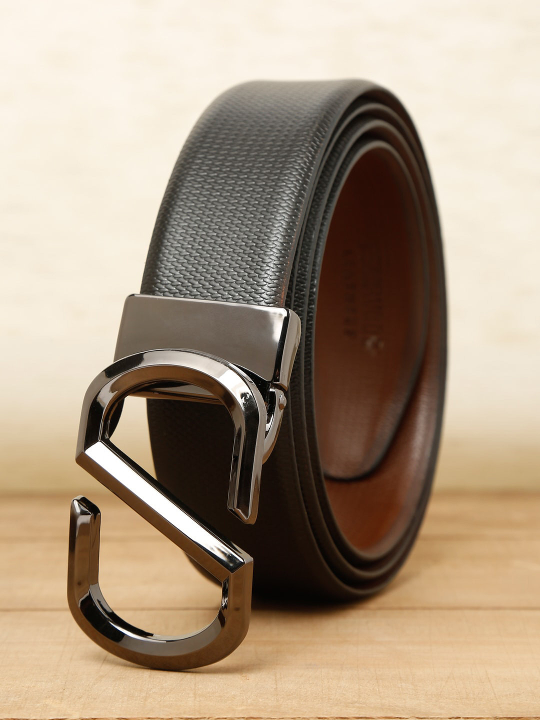 

Teakwood Leathers Men Black Textured Leather Formal Belt