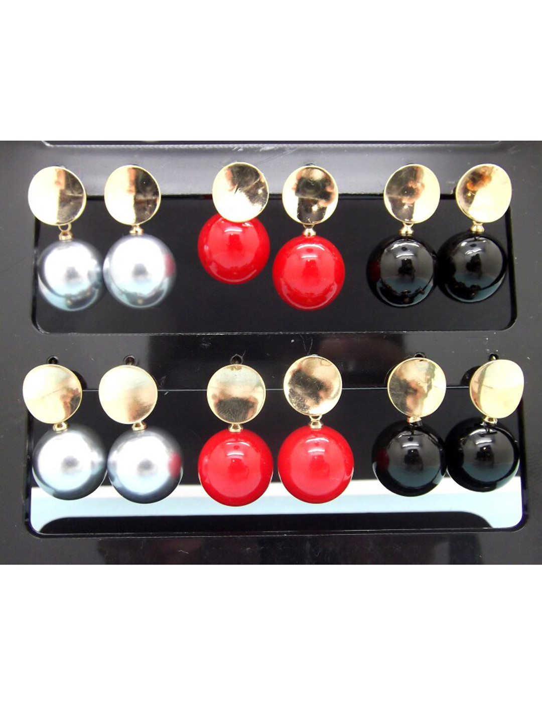 

FEMMIBELLA Multicoloured Geometric Studs Pearl Earrings 12 Pairs(6 Set ), Multi