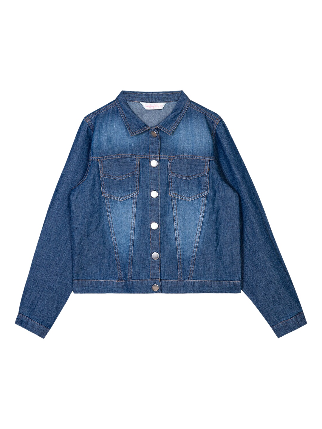 Budding Bees Girls Blue Washed Crop Outdoor Denim Jacket - buy at the ...