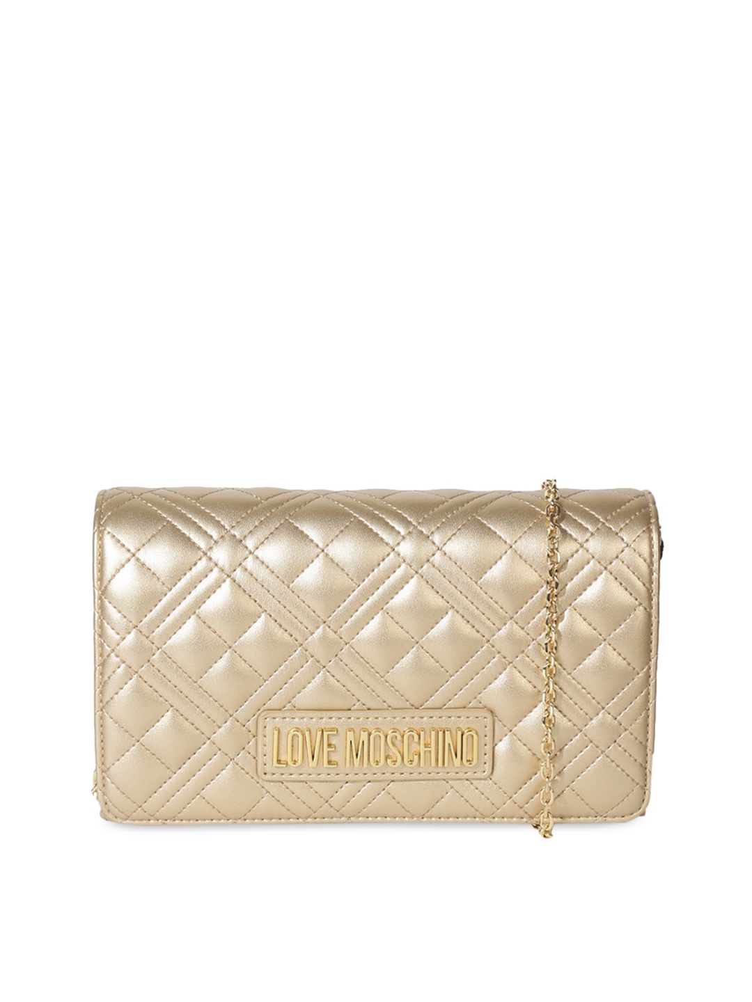 

LOVE MOSCHINO Gold-Toned Textured PU Structured Handbag