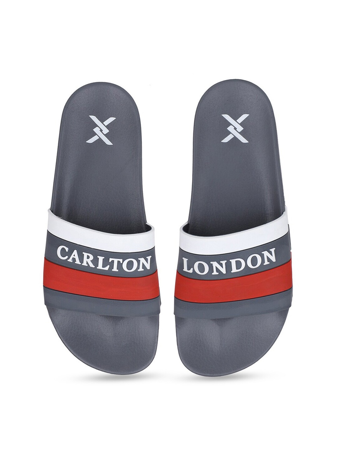 

Carlton London Men Grey & Red Printed Sliders