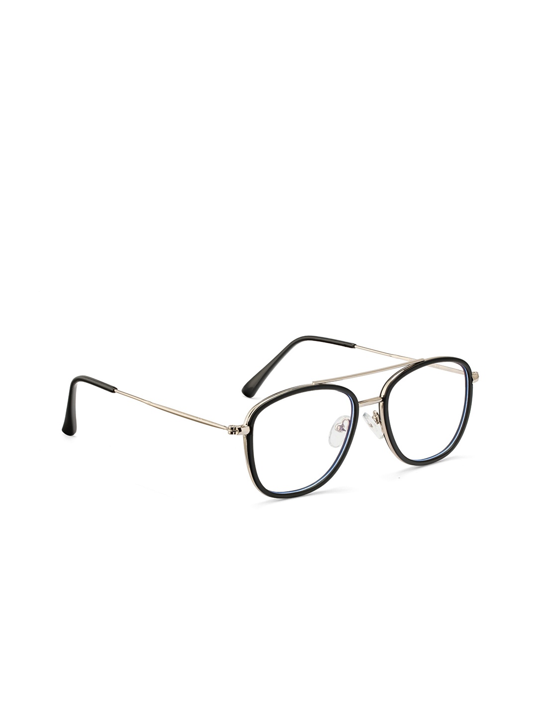 

ROYAL SON Unisex Silver-Toned & Black Full Rim Square Frames