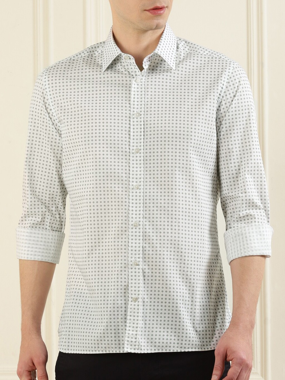 

HACKETT LONDON Men White Printed Casual Shirt