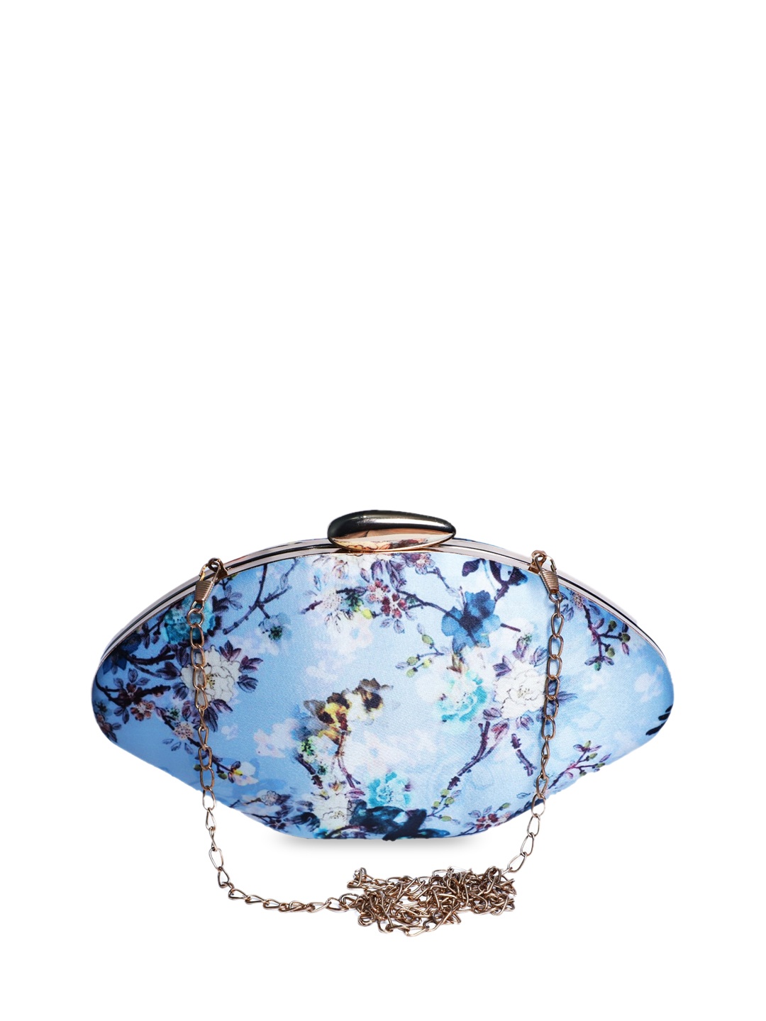 

Swisni Women Blue Floral printed designer boat shaped Clutch