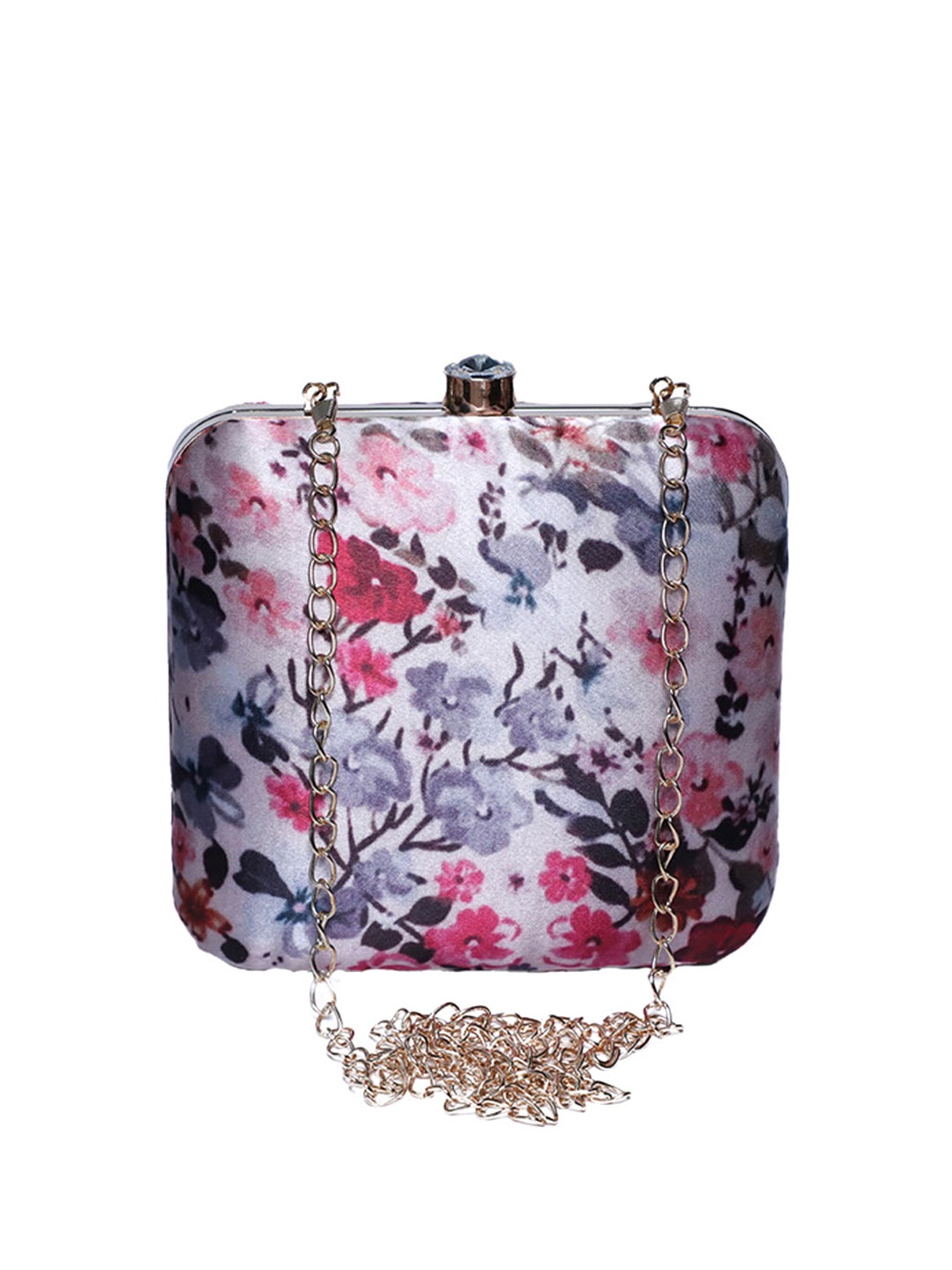 

Swisni Women White & Red Printed Box Clutch
