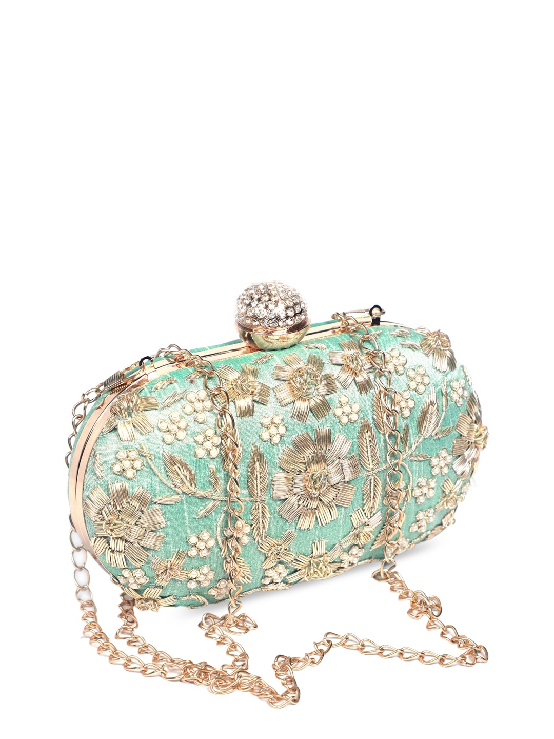 

Swisni Women Mint Green Embroidered Clutches, Blue