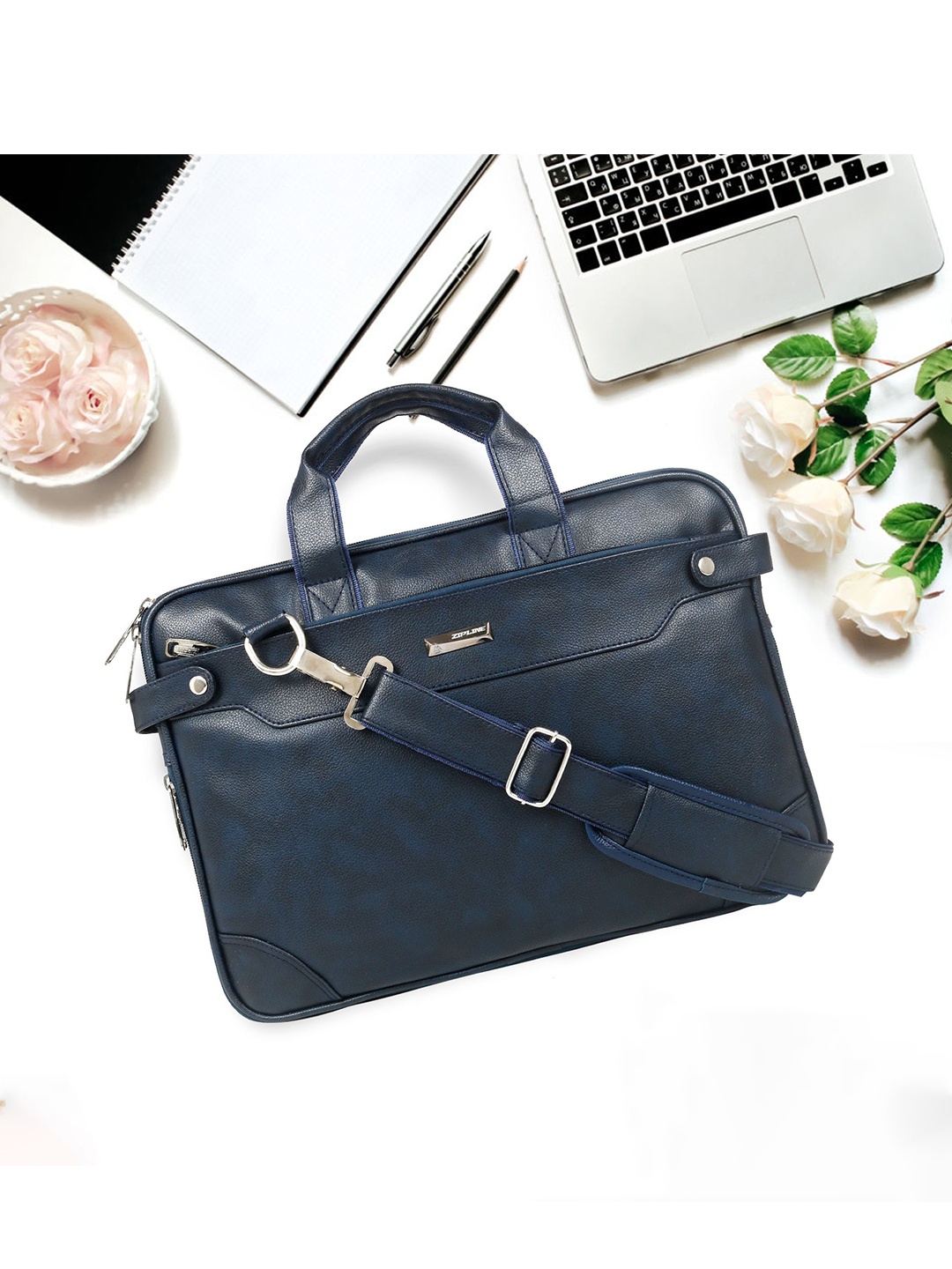 

ZIPLINE Unisex Blue Textured Laptop Bag