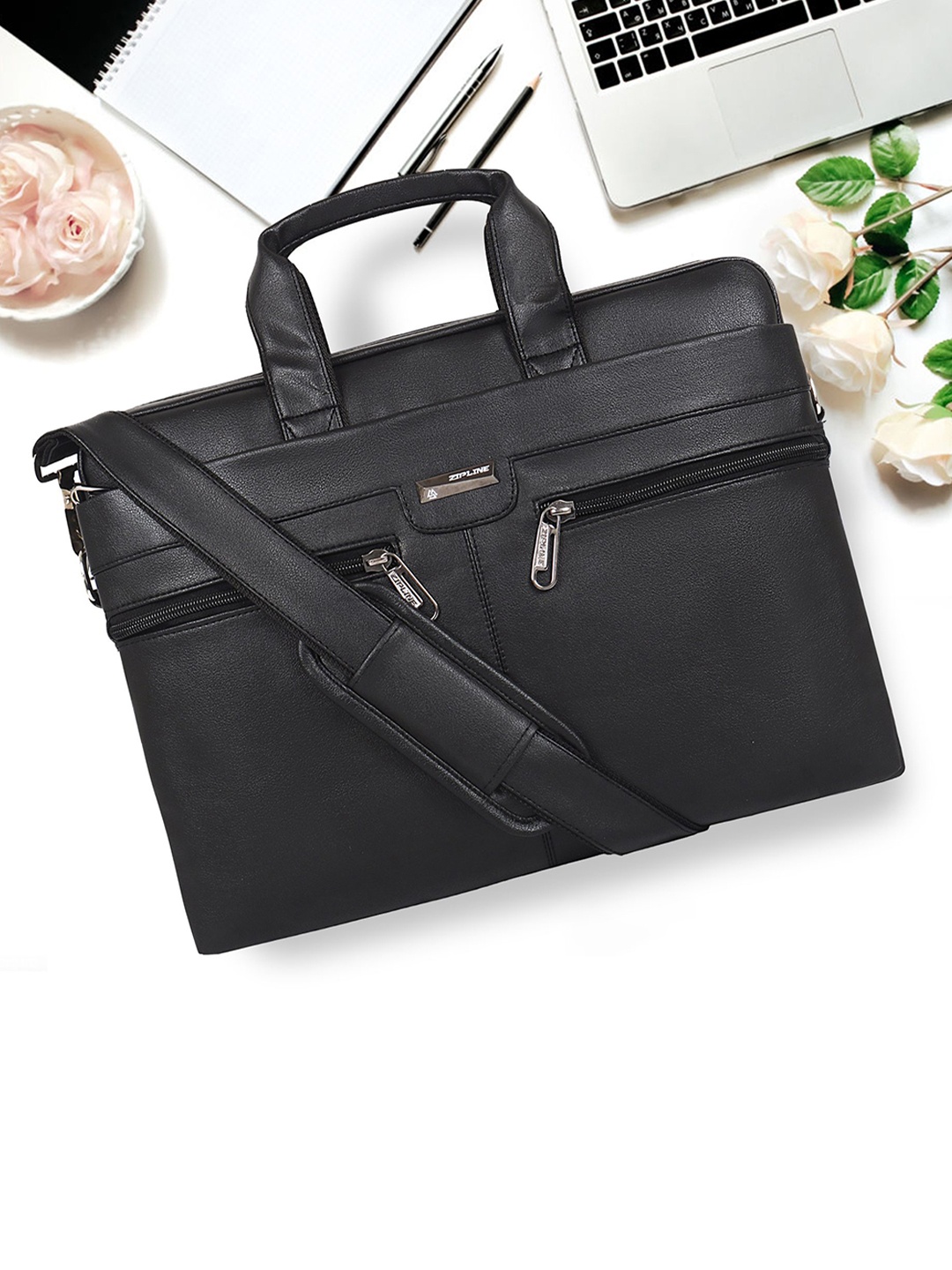 

ZIPLINE Unisex Black Textured Laptop Bag