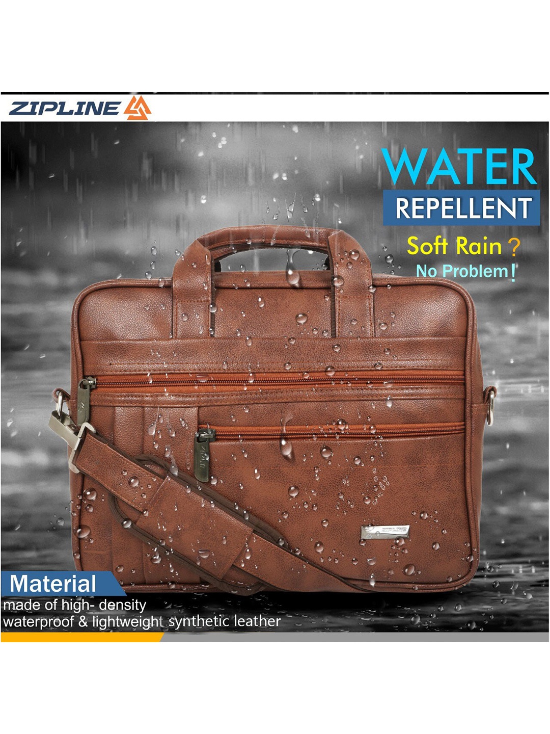 

ZIPLINE Unisex Tan Textured Laptop Bag