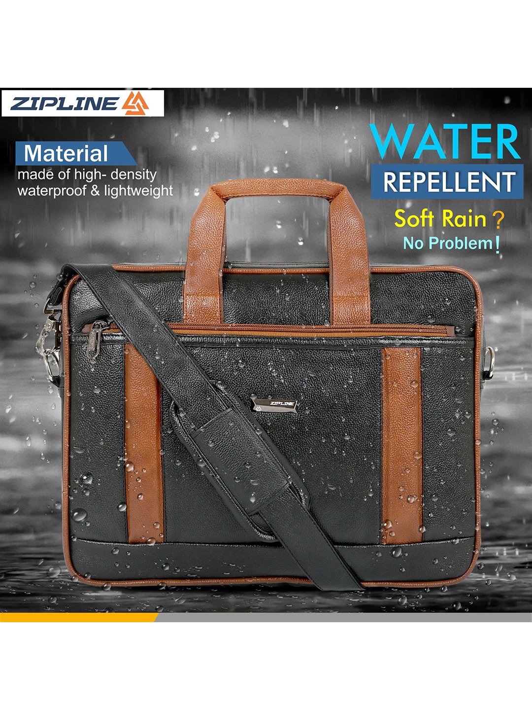 

ZIPLINE Unisex Black Textured Laptop Bag
