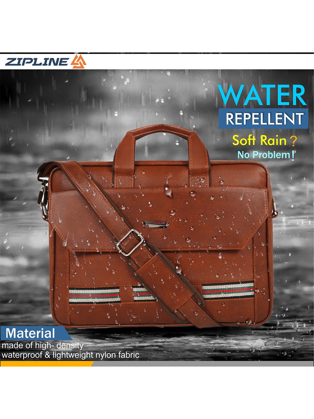 

ZIPLINE Unisex Tan Textured Laptop Bag