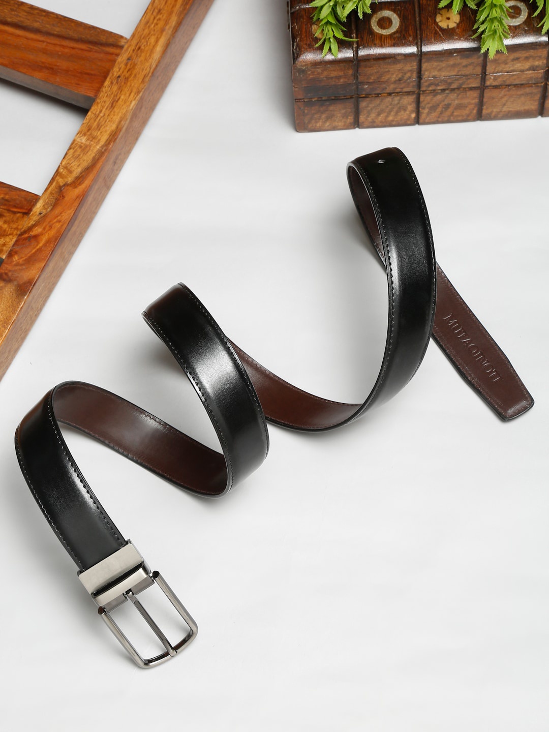 

MUTAQINOTI Men Black PU Formal Belt
