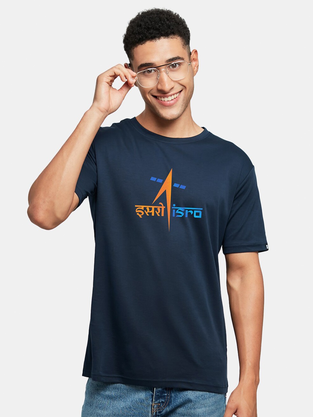 

The Souled Store Men Navy Blue Typography Printed T-shirt