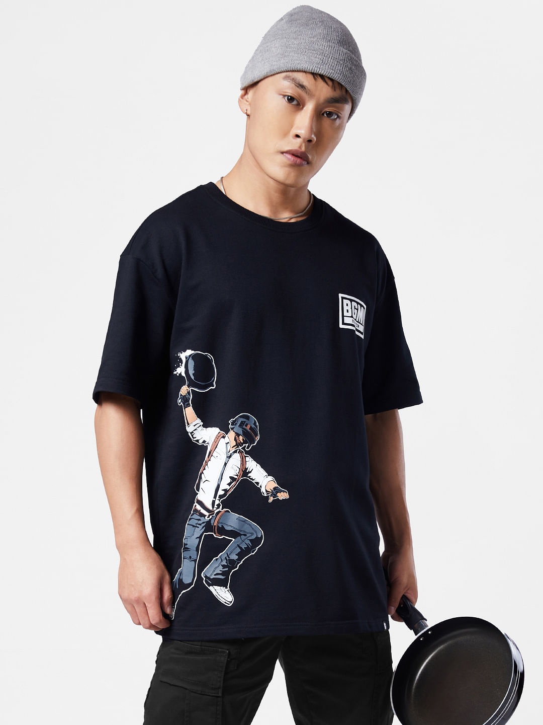 

The Souled Store BGMI Pan Fight Oversized T-Shirt, Black