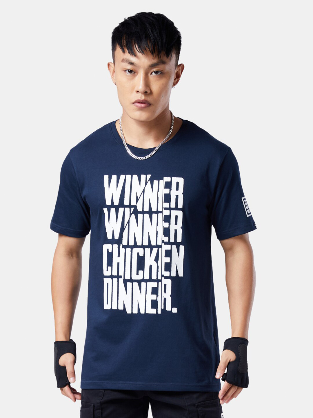 

The Souled Store Men Navy Blue Typography Printed T-shirt