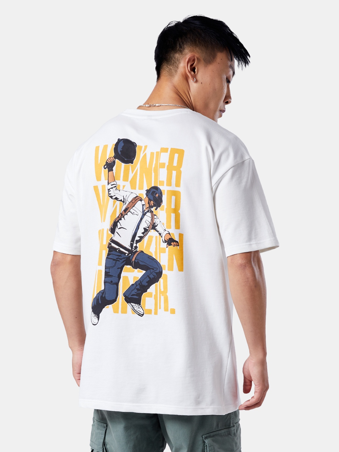 

The Souled Store Men BGMI Vintage Back Print Oversized T-Shirt, White