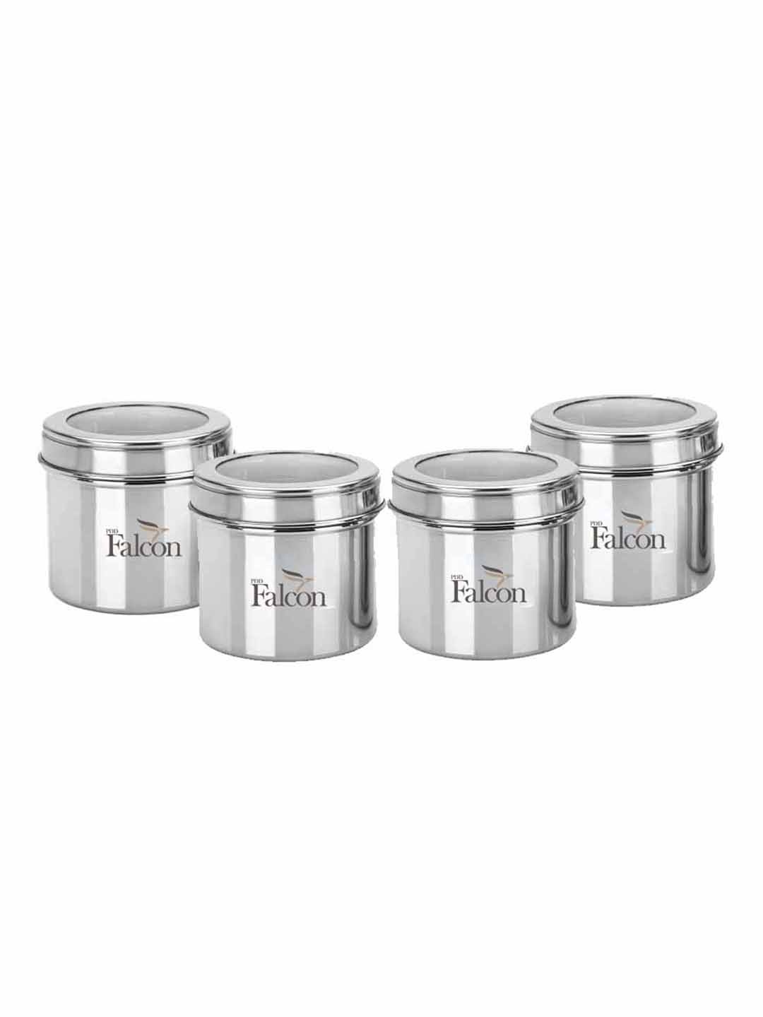 

PDDFALCON Set Of 4 Silver-Toned Solid Kitchen Storage Canisters