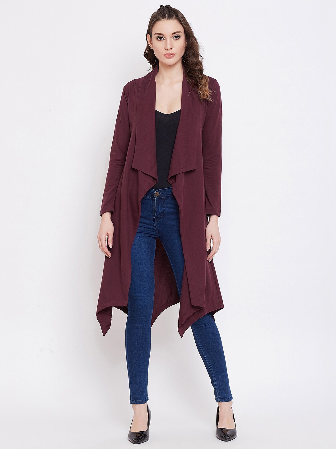 

Hypernation Women Maroon Longline Shrug