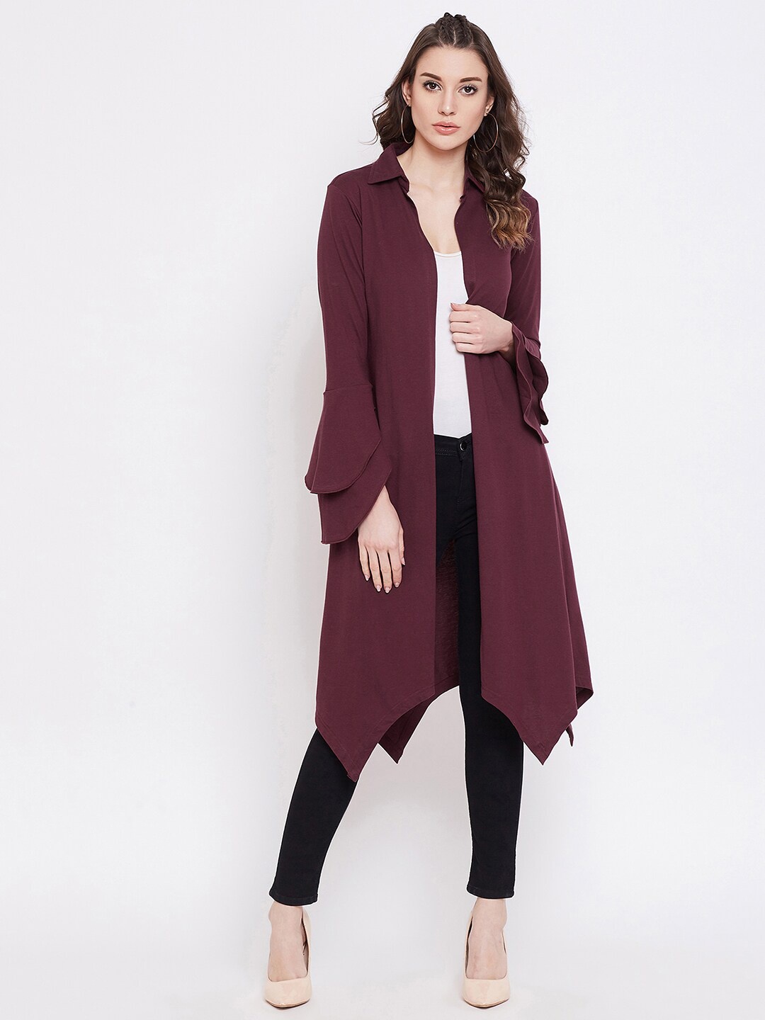 

Hypernation Women Maroon Longline Shrug