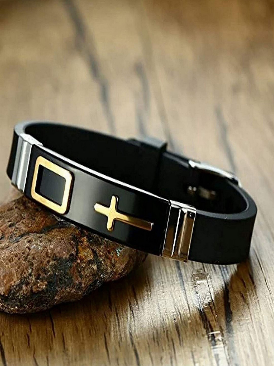 

UNIVERSITY TRENDZ Unisex Gold-Toned & Black Wraparound Bracelet