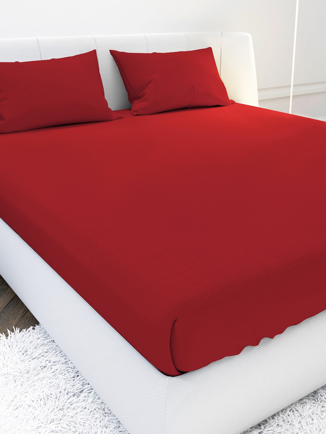 

MAYFAIR HOMES LONDON Maroon 144 TC King Bedsheet with 2 Pillow Covers