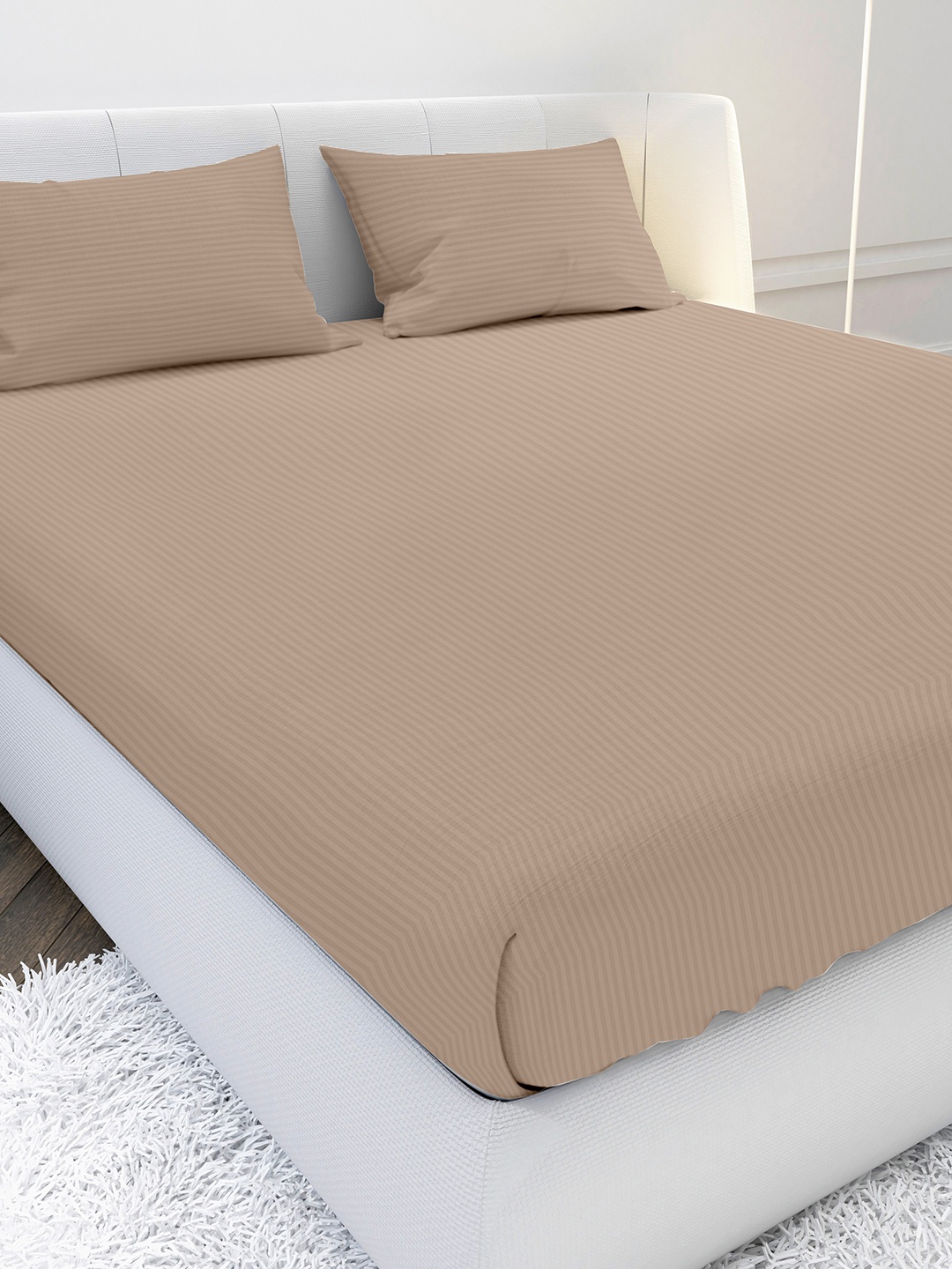 

MAYFAIR HOMES LONDON Beige 210 TC King Bedsheet with 2 Pillow Covers