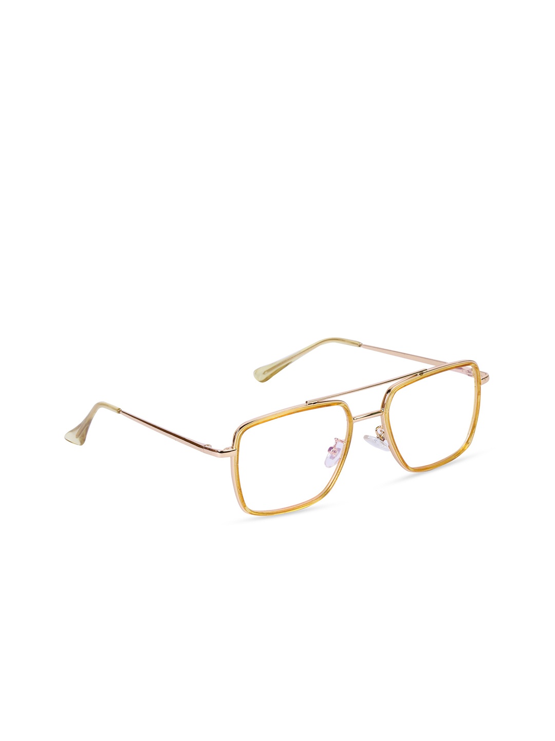 

Freddy Unisex Clear Lens & Yellow Rectangle Sunglasses with UV Protected Lens FRL