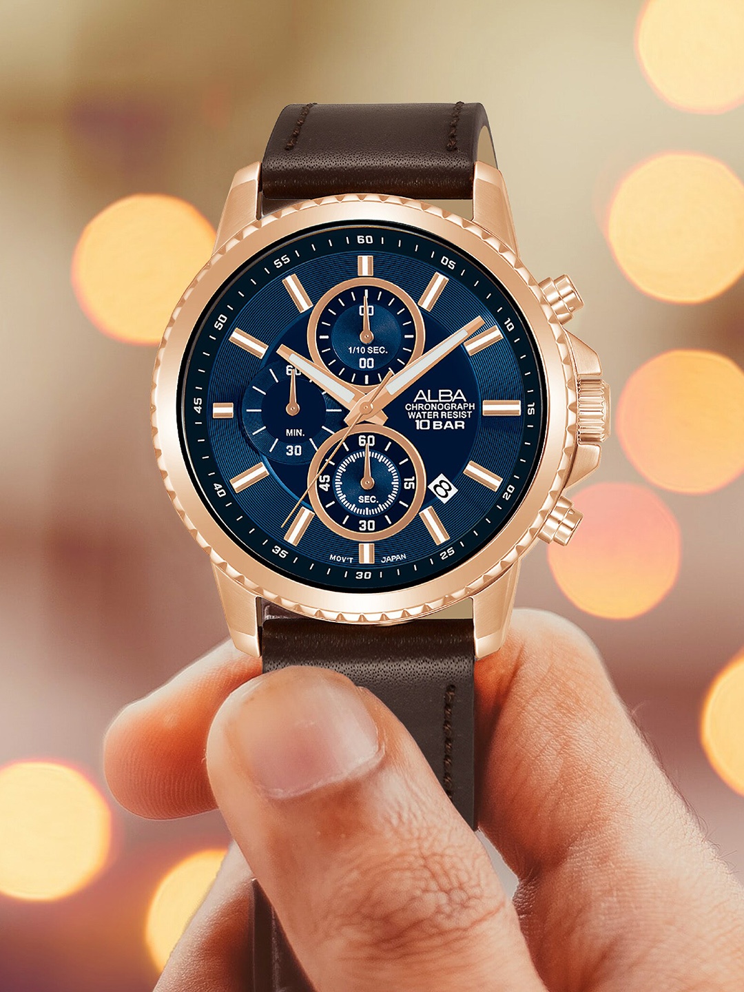 

Alba Men Blue Dial & Leather Straps Analogue Watch AM3800X1