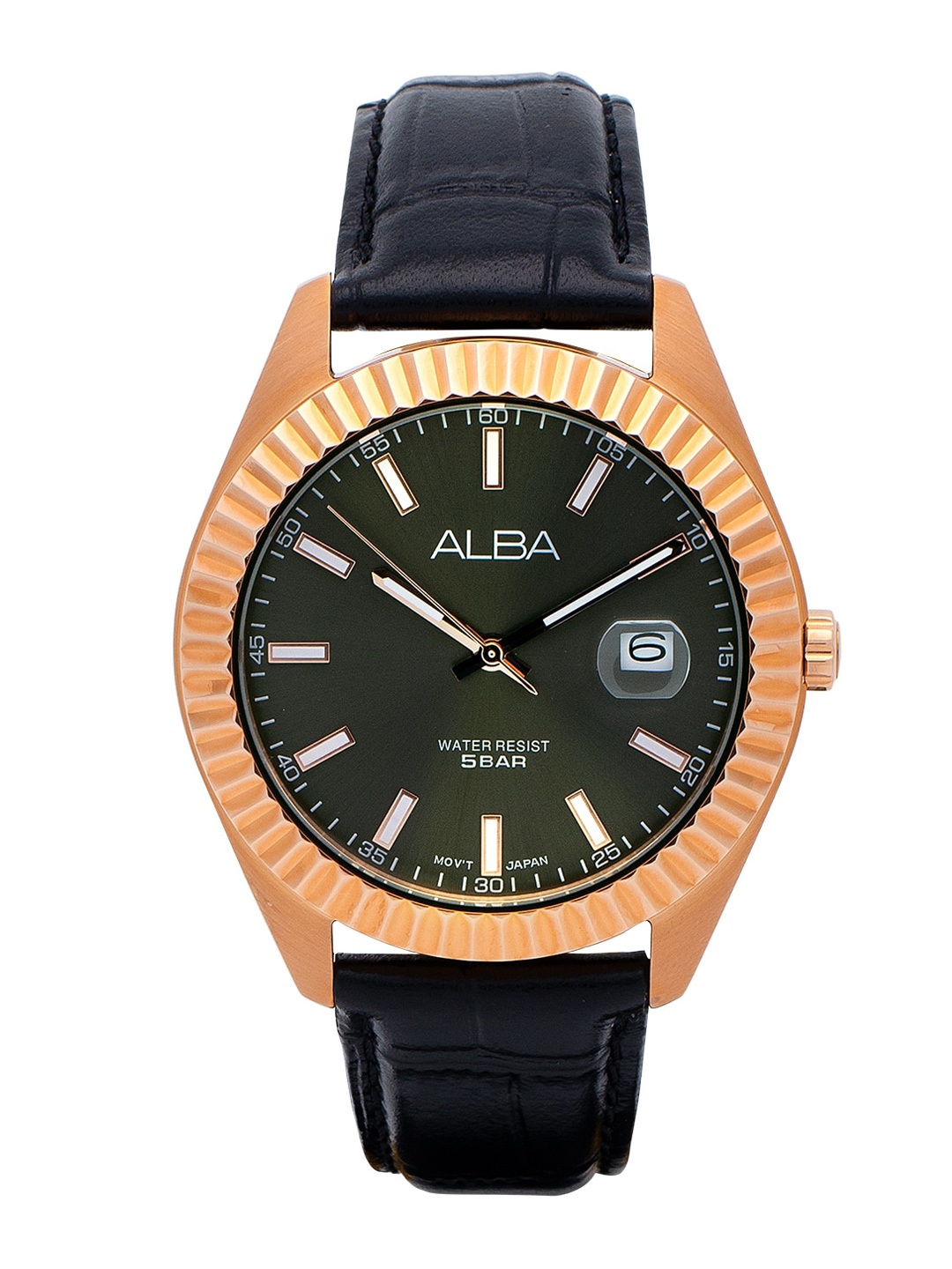 

Alba Men Black Dial & Leather Textured Straps Analogue Watch AS9K02X1