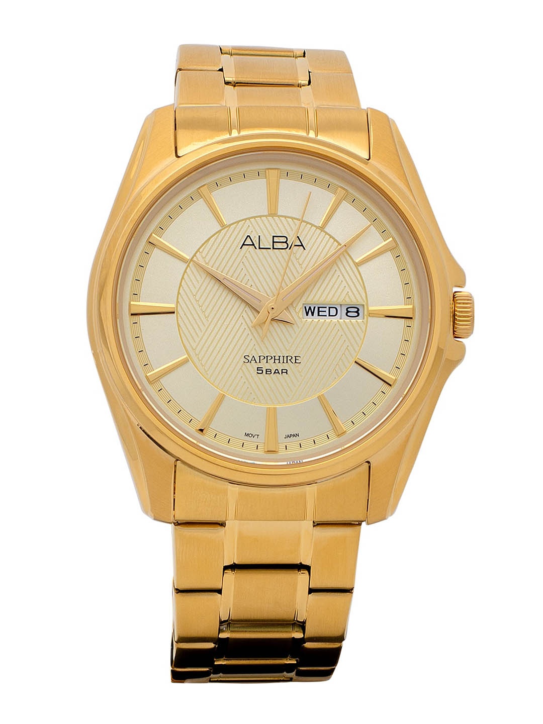 

Alba Men Gold-Toned Embellished Dial & Stainless Steel Bracelet Style Straps Analogue Watch AJ6094X1