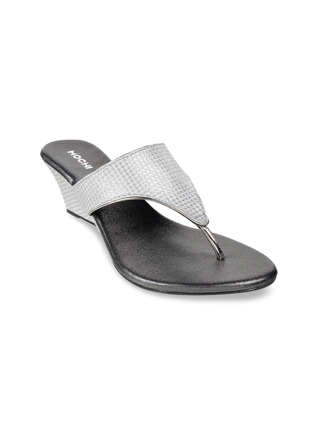 

Mochi Women Grey Party Wedge Sandals
