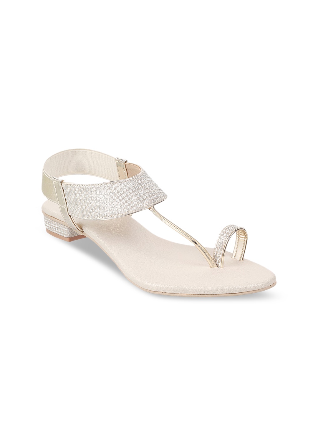 

Mochi Women Gold-Toned Embellished One Toe Flats