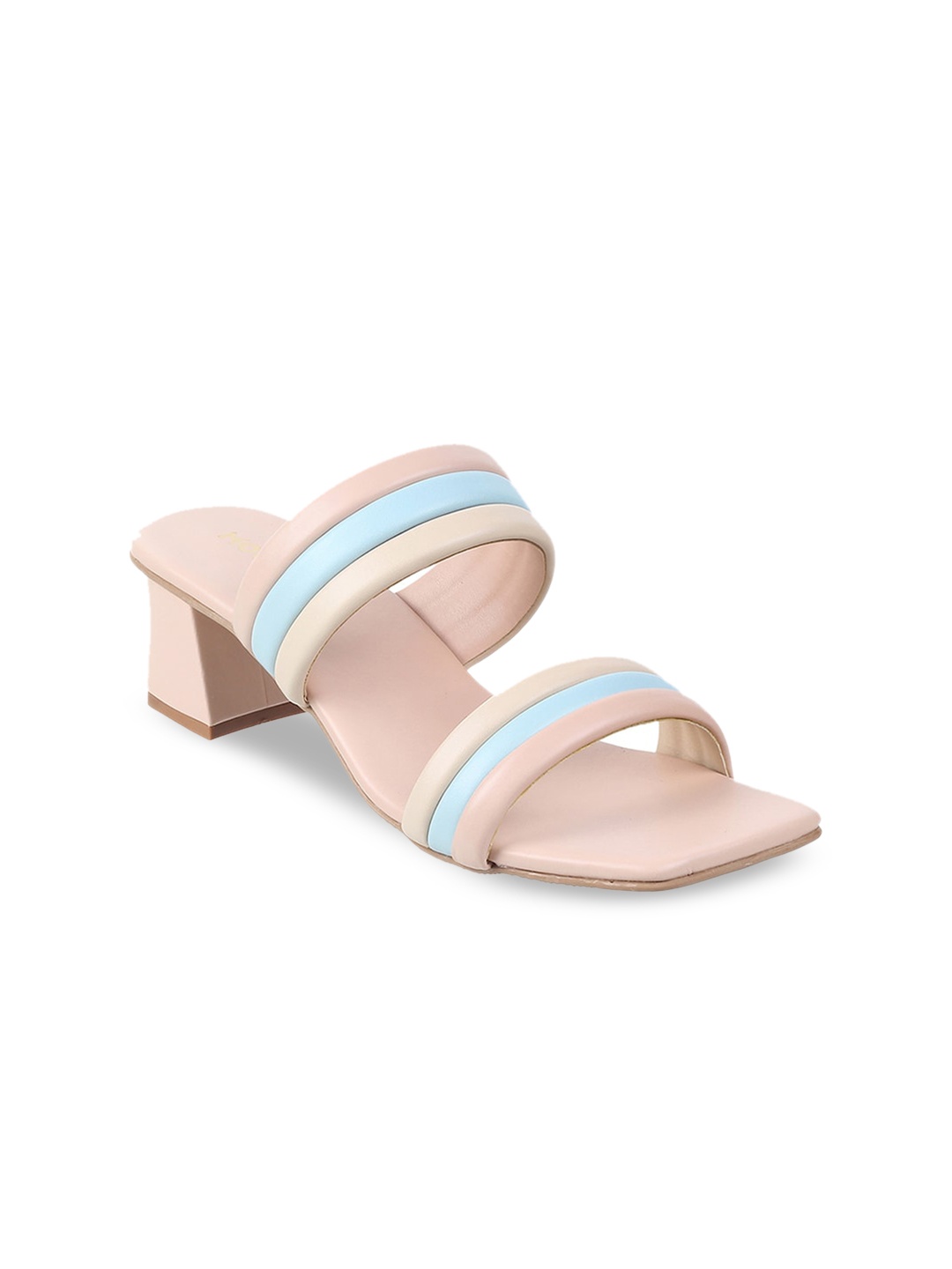 

Mochi Pink Colourblocked Block Heels