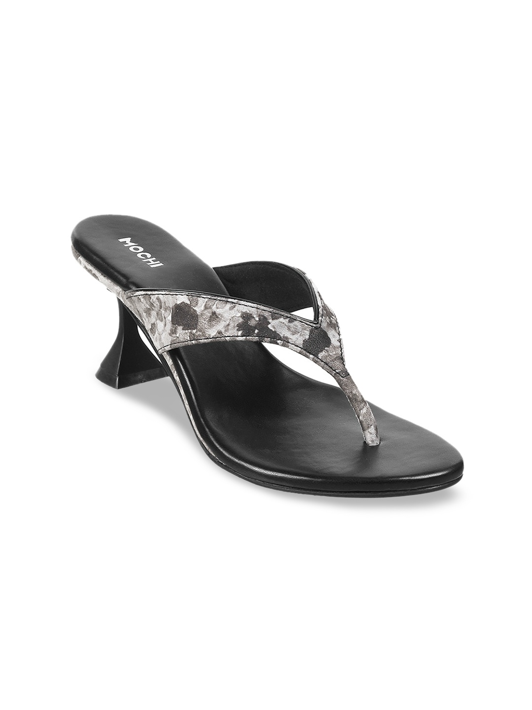 

Mochi Printed Kitten Sandals, Grey